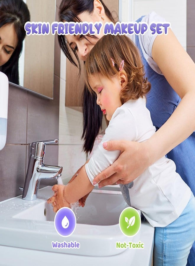PERRYHOME مجموعة مكياج بيري هوم للأطفال للبنات، 56 قطعة، قابلة للغسل، مستحضرات تجميل حقيقية، غير سامة، ألعاب مجمدة، مجموعة مكياج للأطفال الصغار، ملابس أميرة، هدية مثالية لأعياد الميلاد والكريسماس للفتيات من عمر 3 إلى 12 سنة - Image 4